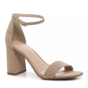 Kelly & Katie Taupe Suede Open Square Toe Heel Size 7